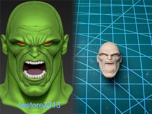 1:12 Roaring Martian Manhunter Head Sculpt Carved For 6" Male Action Figure Body - Picture 3 of 6