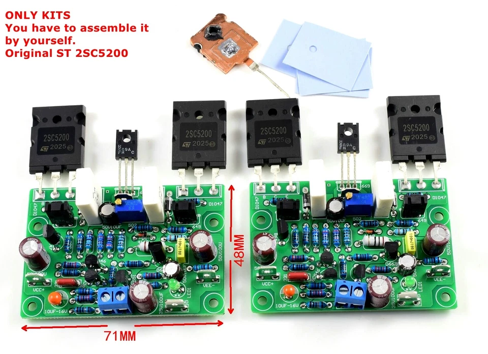 1pair DIY NAP250 MOD Stereo Dual Amplifier Board Class AB AMP 80W ST 2SC5200 - Image 2 of 4