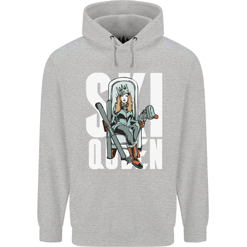 Ski Queen Funny Skiing Winter Sports Childrens Kids Hoodie - Picture 9 of 84