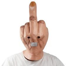 Funny Bizarre Despise Middle Finger Full Head Latex Mask Halloween Costume Props