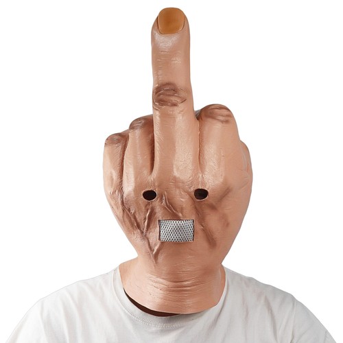 Funny Bizarre Despise Middle Finger Full Head Latex Mask Halloween Costume Props - Afbeelding 1 van 12