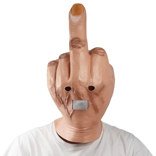 Halloween Middle Finger Mask Halloween Middle Finger Head Mask Latex Full Head - Picture 2 of 18