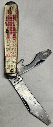 Vintage Gilbey's Spey Royal Scotch Whiskey Dancing Scot Pocket Knife Distillery - Picture 2 of 16