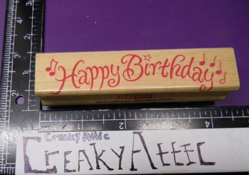HAPPY BIRTHDAY MUSIKNOTEN RAND LANG GUMMISTEMPEL HERO ARTS F1189 CREAKYATTIC