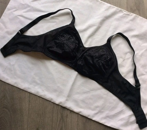 Ladies Size 36B BHS Black Part Embroidered Unpadded/Non Wired Bra