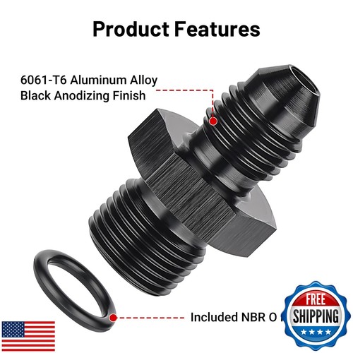 EVIL ENERGY 3AN Male Flare to M12 x 1.0mm Male Metric Fitting Adapter Alumini - Picture 4 of 5