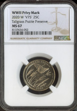 2020-W Tallgrass Prairie Quarter NGC MS67 Quality *BF
