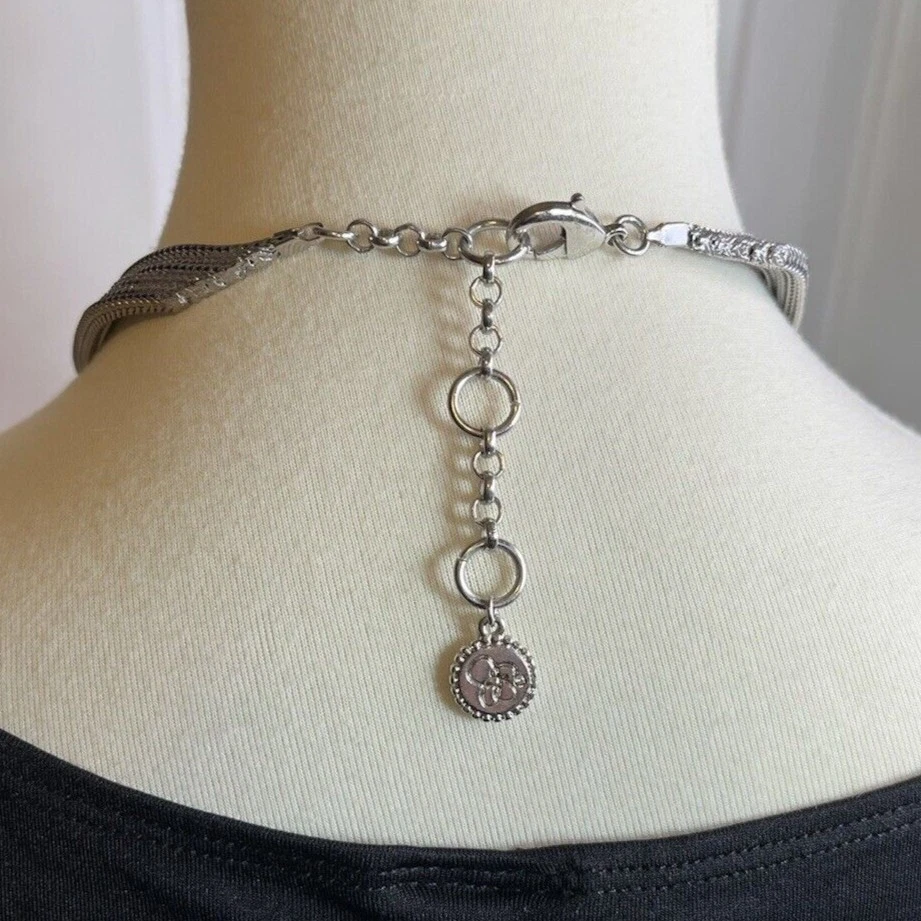 "Collar Jessica Simpson tono plata capas lazos 16-18""" Foto 3 de 4