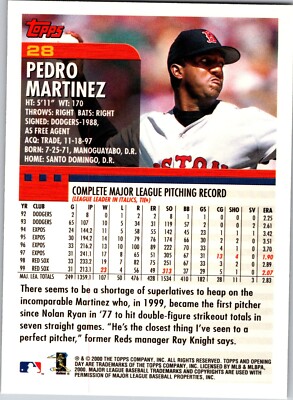 2000 Topps Opening Day- Baseball #28 Pedro Martinez - Boston Red