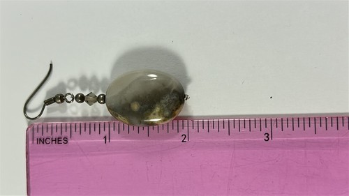 Conjunto de pendientes colgantes de collar de piedras preciosas ovaladas pulidas con cuentas tonos tierra 19" - Imagen 6 de 11