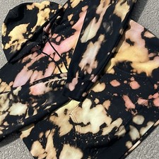 Dyed By Dey Hoodie Mens M Black Tie Dye Long Sleeve Custom Sweatshirt
