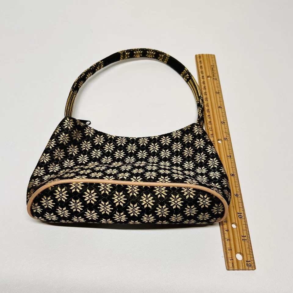 Bolso de mano pequeño de fiesta con estampado de tela verde Foto 3 de 4