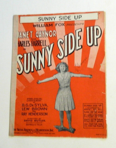 1929 Janet Gaynor and Charles Farell.Sunny side up. Sheet music.