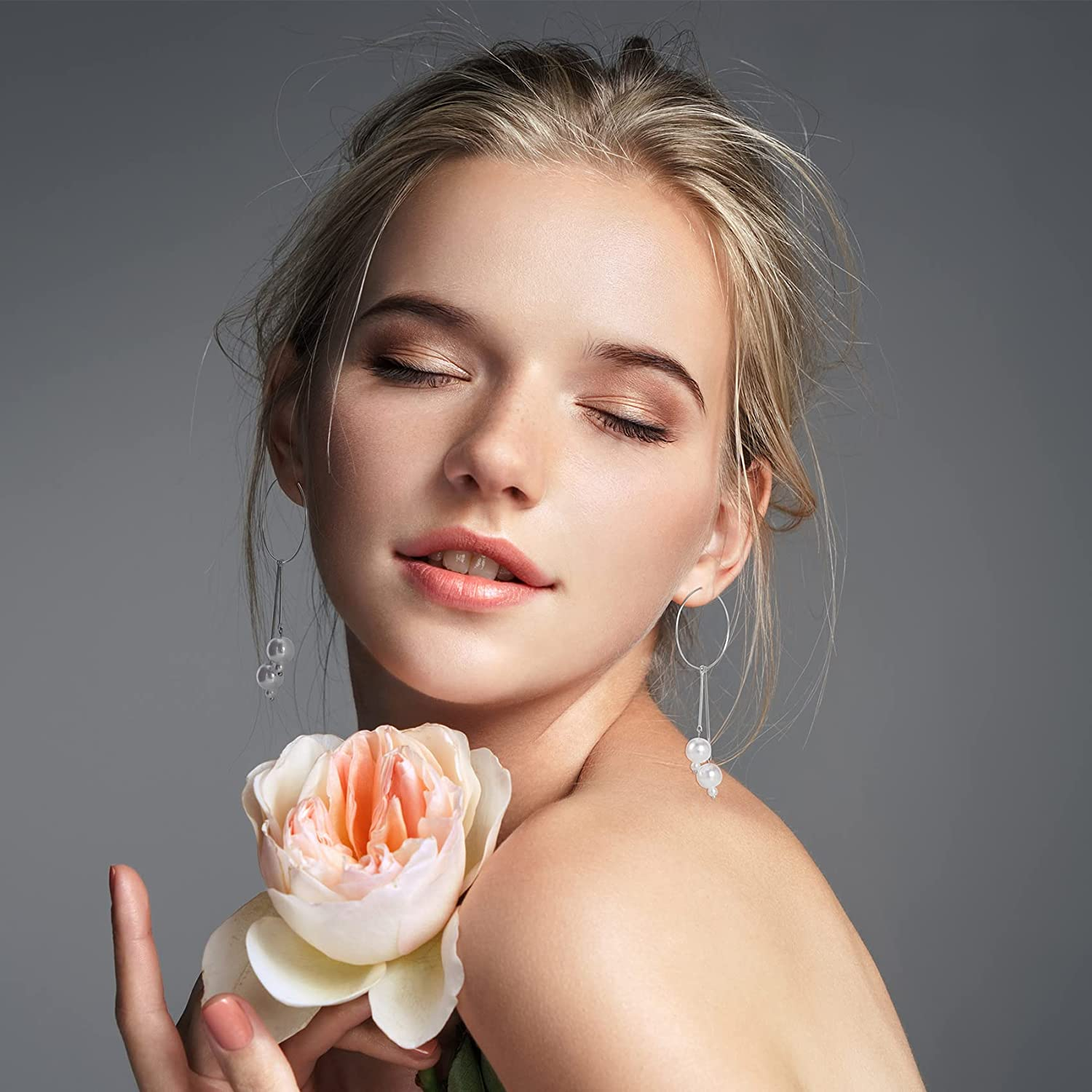 280PCS Earring Beading Hoops, 4 Sizes Silver Plated Hoop Earring