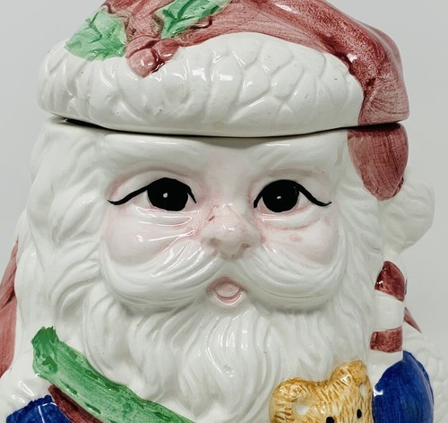 Tarro de galletas de Papá Noel de Navidad colección navideña de cerámica pequeño 7" - Imagen 2 de 14