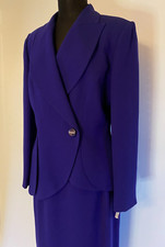 Vintage 80s NEIMAN MARCUS BLUE SKIRT SUIT Size 14 Medium ALBERTO MAKALI CorpCore