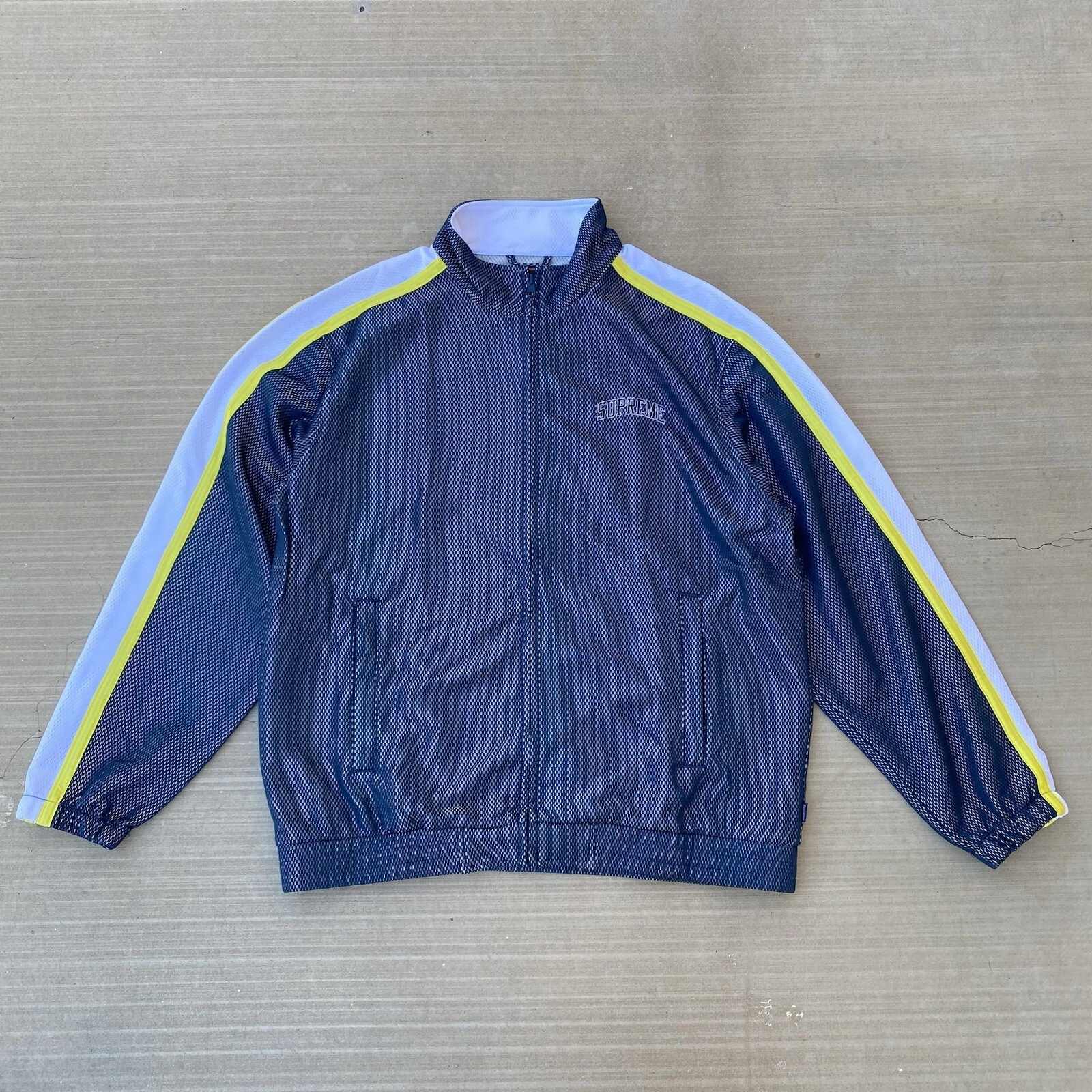 Veste de survêtement Supreme en maille collée marine 2018