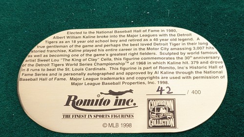 Al Kaline Autographed HOF Cooperstown LE 42/400 Romito Figurine MLB Original Box - Picture 15 of 15