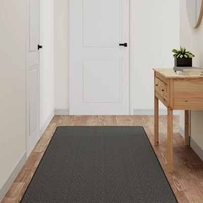 Teppich Läufer Anthrazit 80x200 cm Sisaloptik Polypropylen saugfähig Flur XL