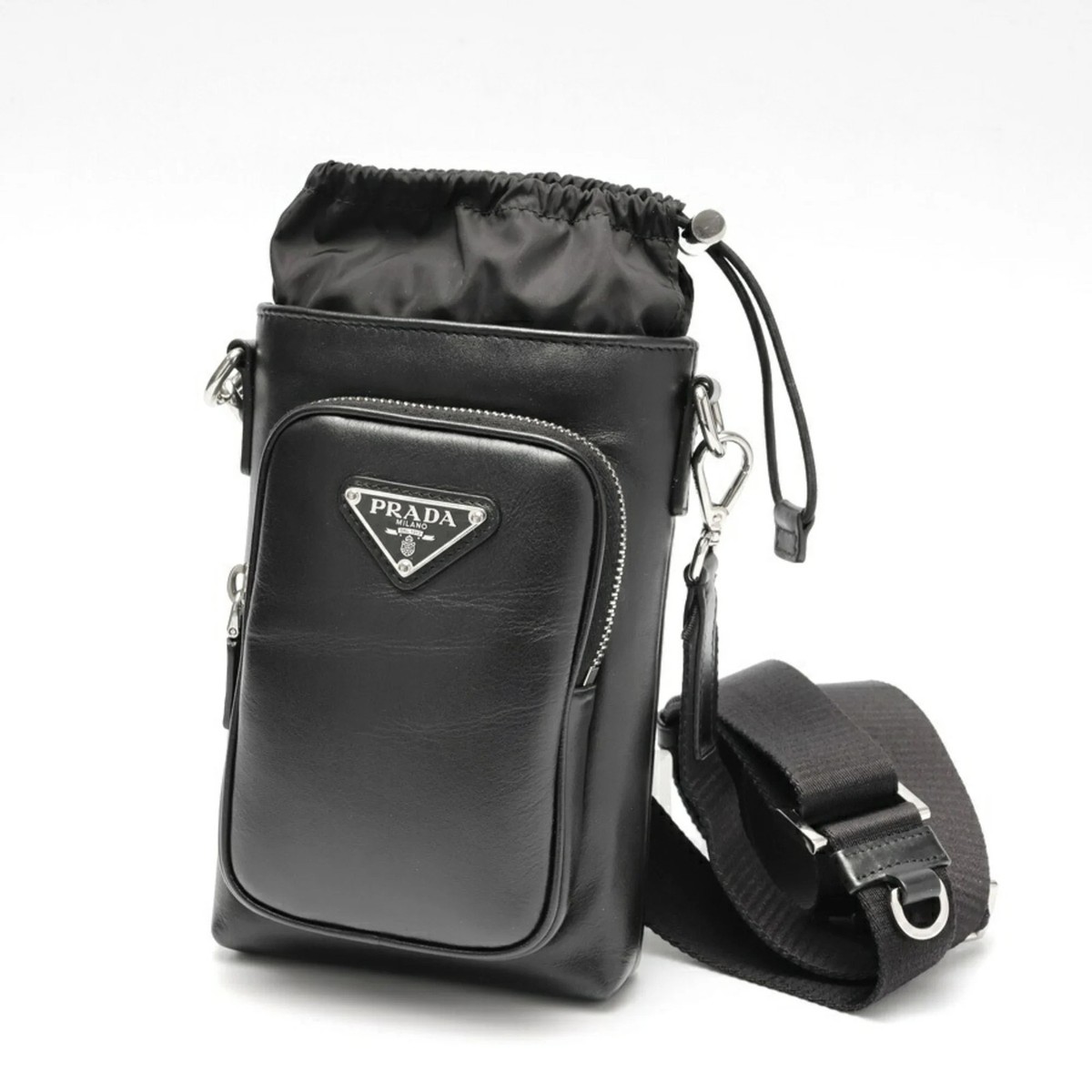 PRADA ブラック ショルダーバッグ 2ZH155 Prada PRADA Leather Smartphone Case Shoulder Pouch 2ZH155 Black