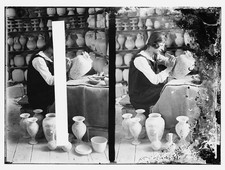 Photo:Faience Pottery Artist Woman Studio 1900s Ceramic Vases Print