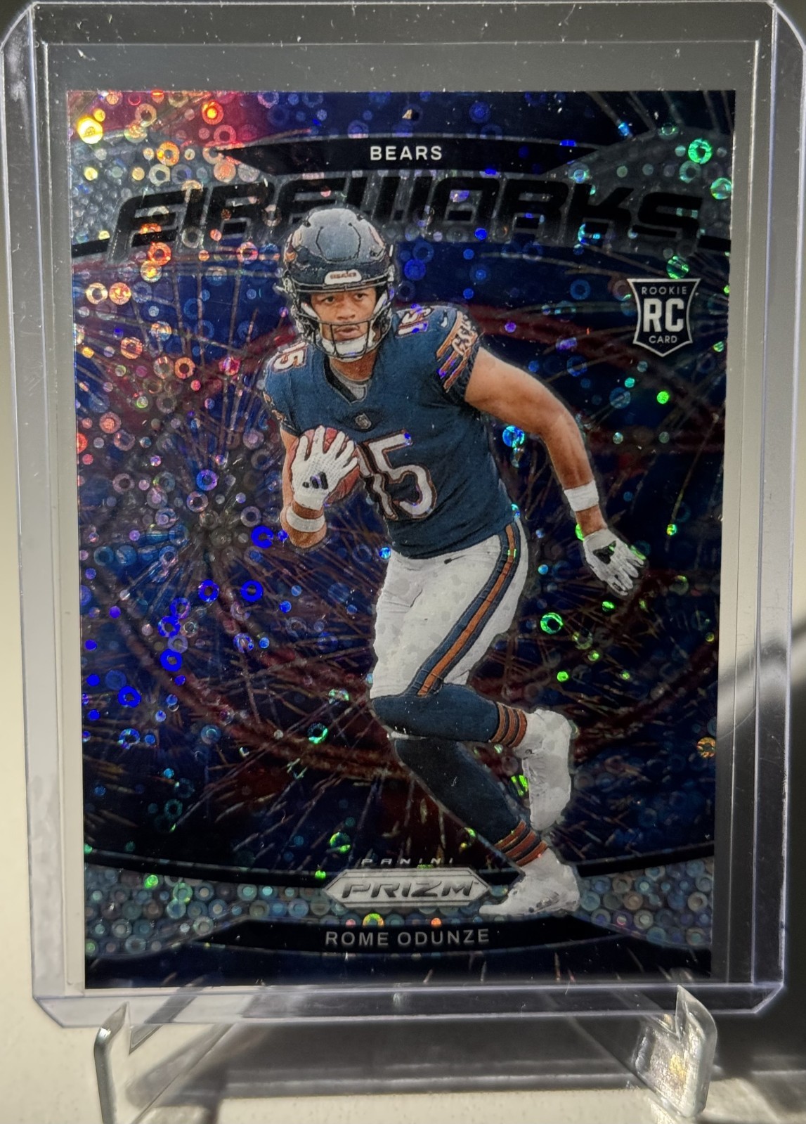 2024 Panini Prizm - Rome Odunze - Rookie - Fireworks - Silver Disco Prizm!