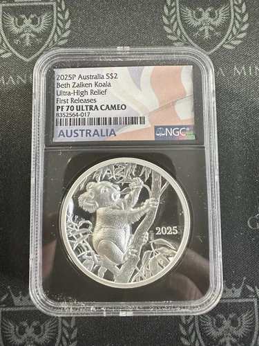 2025 P AUSTRALIA BETH ZAIKEN KOALA NGC PF70 UHR FR ULTRA CAMEO 2 OZ SILVER PROOF