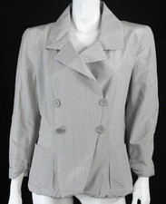 GIORGIO ARMANI Gray Striped Techno Double-Breasted Button Front Jacket 40