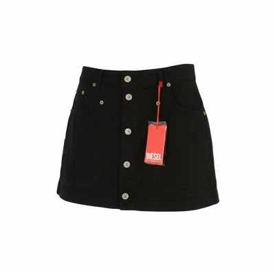 Diesel O-Beige Femme Jupe W27 Noir Sergé Boutonné Poches Mini RRP150 I - Photo 1/4