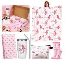 7 Pcs Flamingo Gifts  Include Blanket Socks tumbler cup Make Up Bag