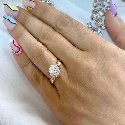 Exklusiver Diamant Ring E F VVS2 Lab Grown IGI 14k Rotgold Rundschliff 1,62 K...