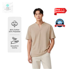 Men Mandarin Collar Tee - Free Shipping Service