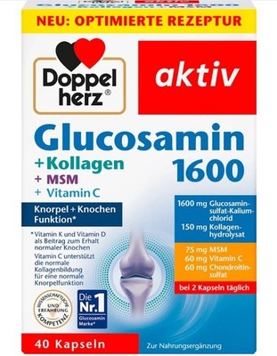 Doppelherz Glucosamin 1600 + Kollagen + MSM + Vitamin C, 40 Stück