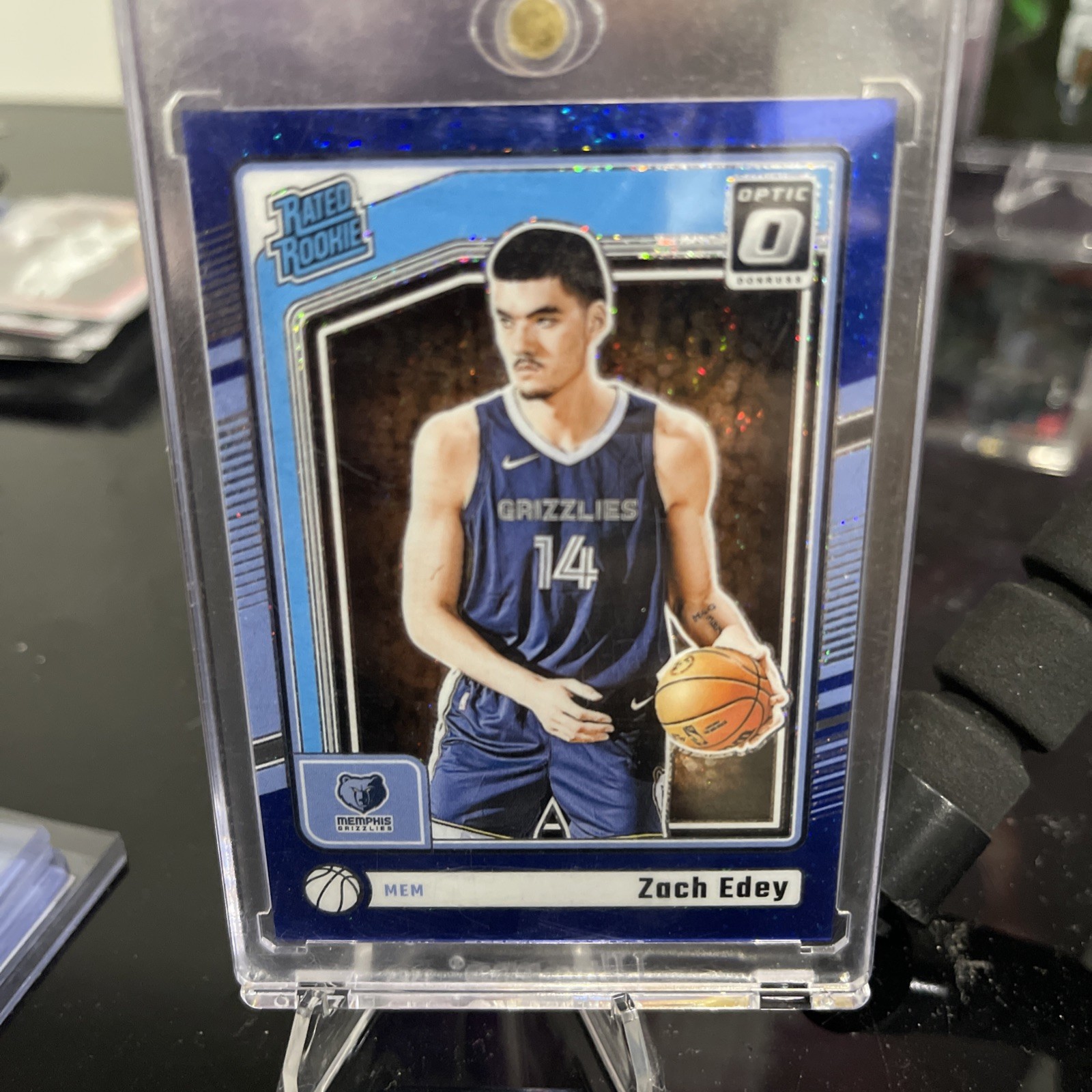 Zach Edey 288 /15 Blue Glitter 2024 Panini Donruss Optic Basketball