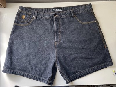 Roca Wear denim shorts w/ embroidered patches on rear pockets - size 48  100% Co