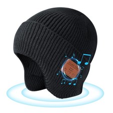 Wireless Bluetooth Beanie Hat With Headphones Microphone Stereo Black One Size