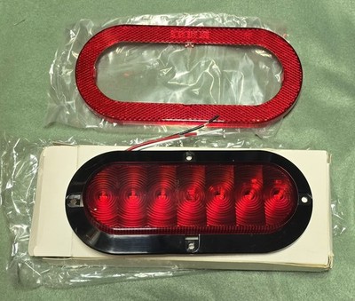 Oval 7 LED Stop/Turn/Tail Brake Reverse Light Flange Mount W/ring Cover