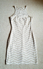 Womens Dress-GUESS-beige/white/silver chevron lacey loose weave lined slvls-2
