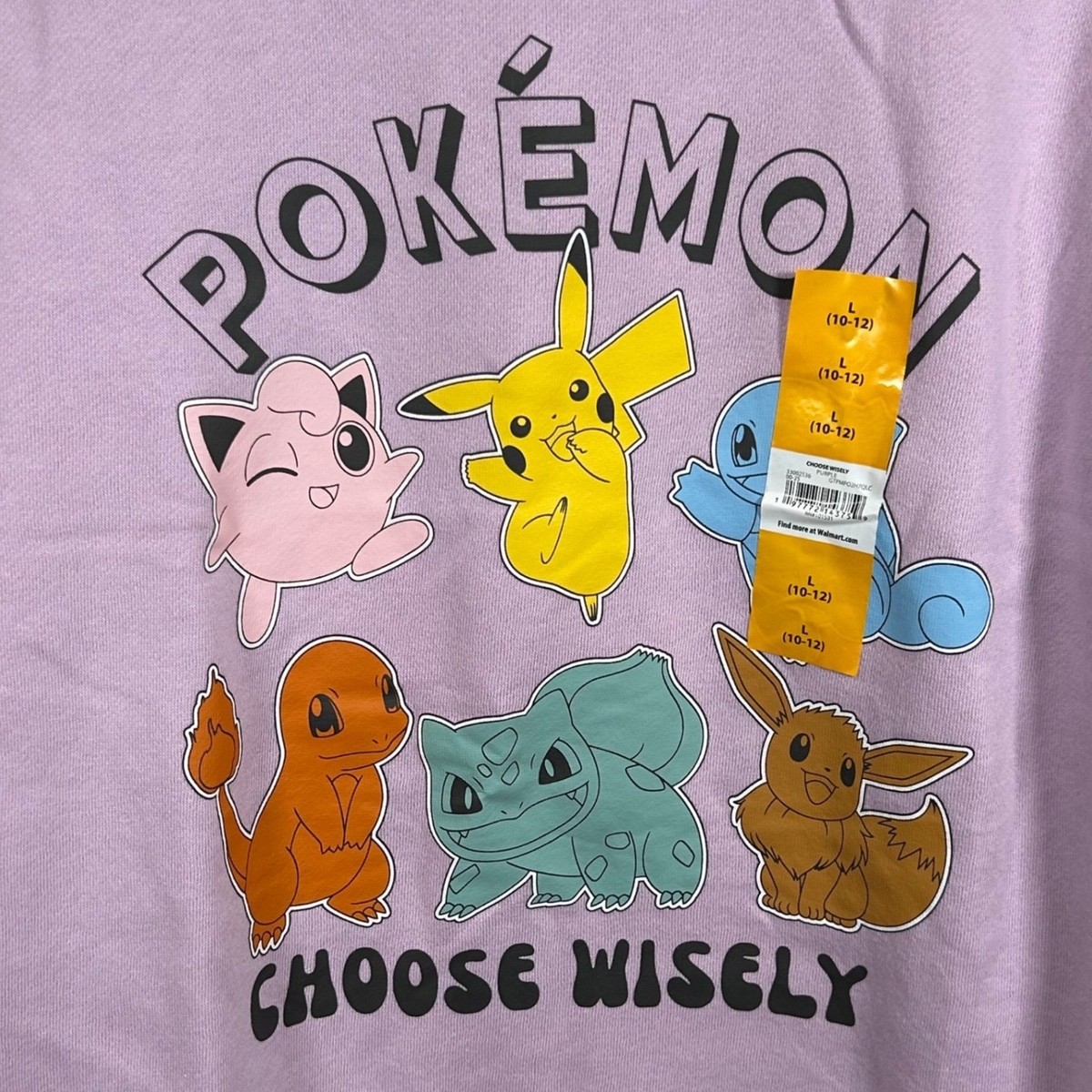 Pokemon Choose Wisely Purple Kids Sweatshirt Pikachu Eevee