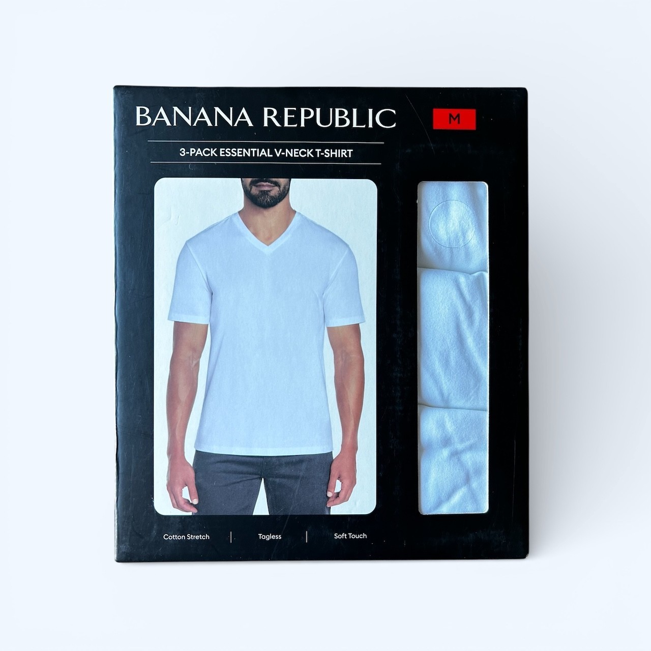 Banana Republic Men's 3 Pack Essential V-Neck T-Shirt 3 Pack White Size M