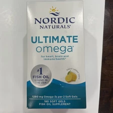 Nordic Naturals Ultimate Omega 1280 mg 180 Softgels Lemon Flavor Exp 10/2026
