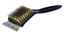 Kingfisher BBQBRUSH BBQ Bristle Cleaner Brush with Metal Scraper Black/Brass ...