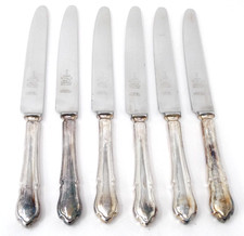 Dubarry Pattern Dinner Knives Silver Plated James Ryals 6 Six Piece 23.5cm