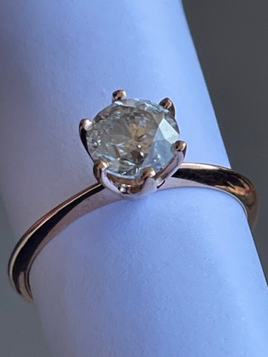 Anello Solitario in Oro Rosa 14k con Diamante Naturale 1,33 ct./J/ IGI - Foto 2 di 14