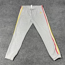 McDonalds Pants Medium Gray Jogger Sweatpants Stripe Made USA 100% Cotton