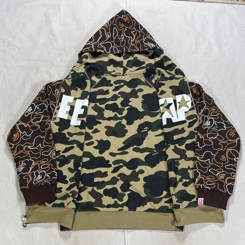 A Bathing Ape Reversible Jacket Mens Small Camo Hoodie Full Zip Pockets image 3