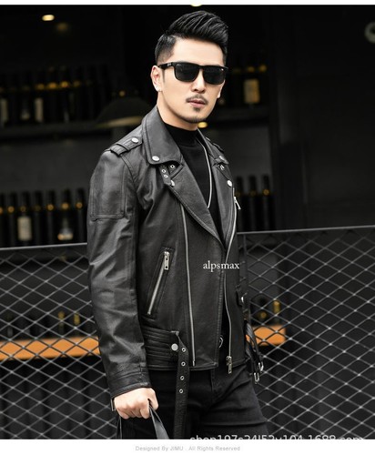 Giacca Pelle Moto Uomo Corta Slim Fit Coreana Cerniera Cappotto Motociclista Nuova - Foto 11 di 19