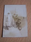 WW1 Military Motorcycle Vintage Photo Soldier in Uniform with Two Women