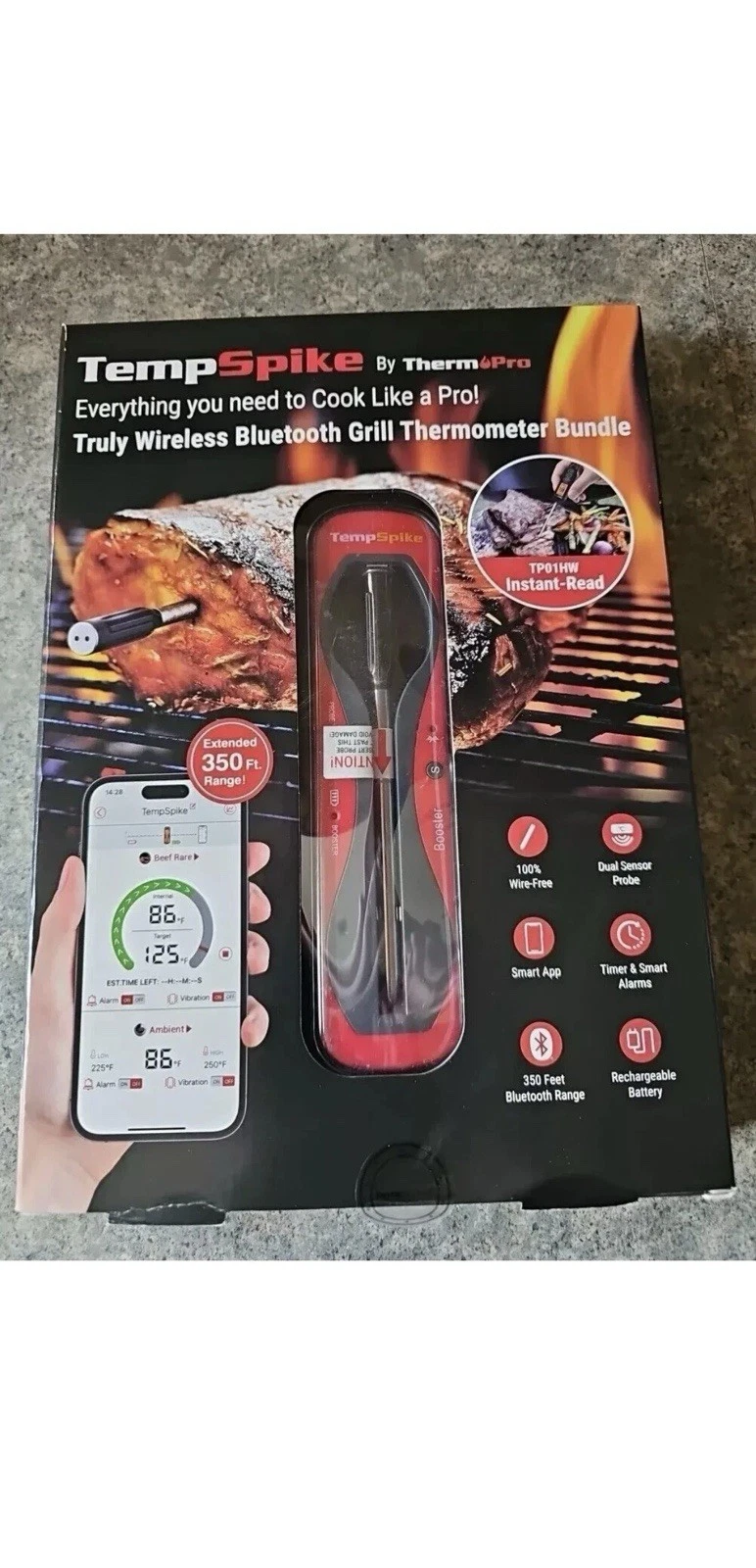 Temp Spike ThermoPro Truly Wireless Bluetooth Grill Smoking Thermometer Bundle