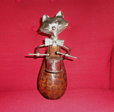 VINTAGE PIER 1 IMPORTS WOOD&METAL CAT PLAYING THE DRUMS MADE IN INDIA